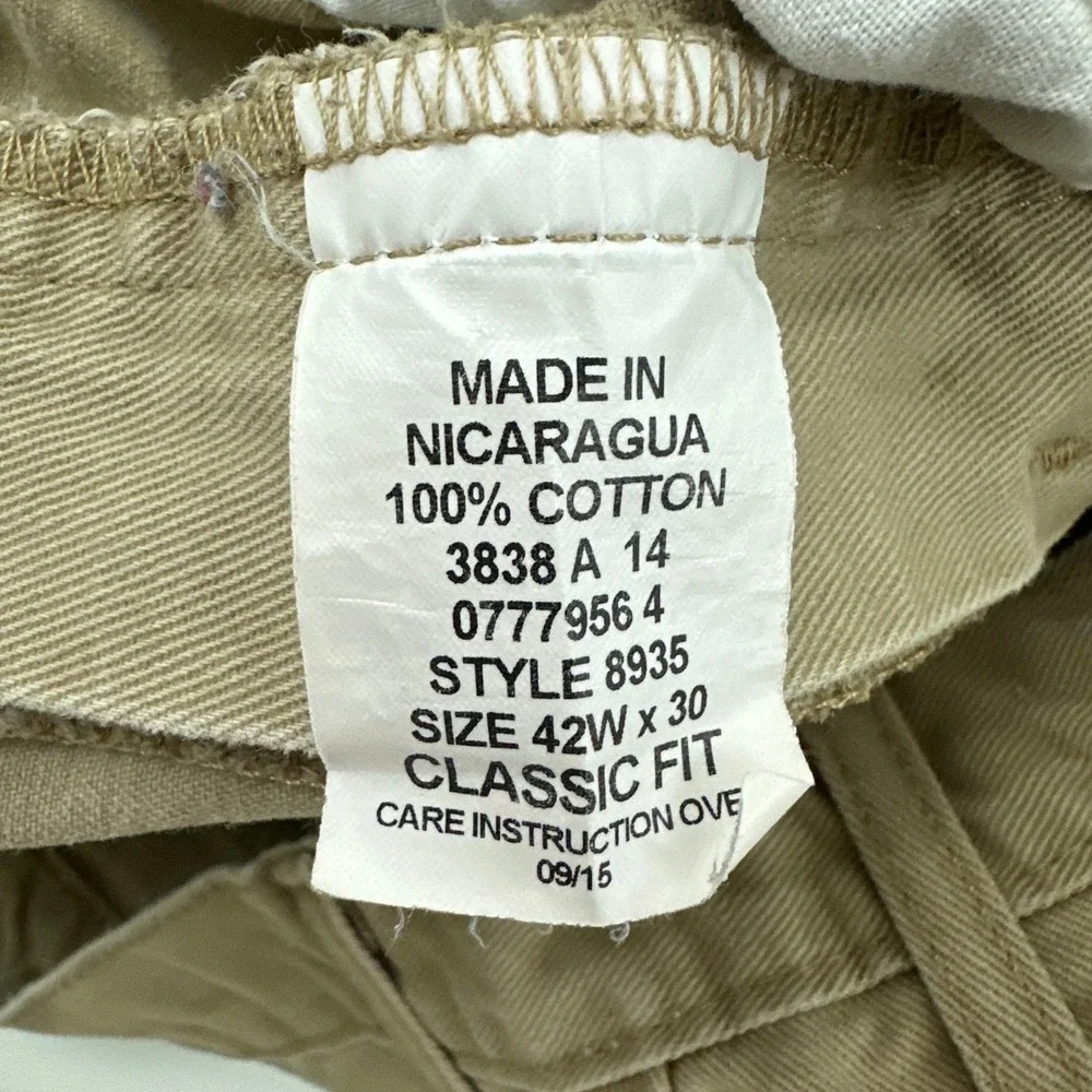 Saddlebred Pants Mens 42x30 Beige Classic Fit Cotton Khaki Chino 8935